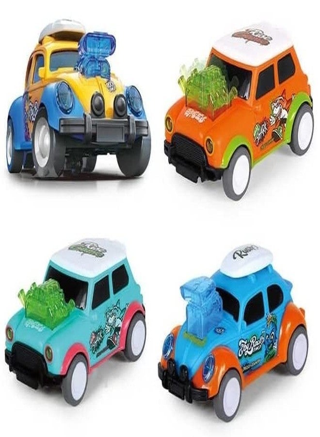 بلس بوينت سيارات الرقص بلس بوينت، قفزات وارتدادات وفرقعات تعمل بالاحتكاك، سيارات متينة وملونة وجذابة للدفع والانطلاق (مجموعة سيارات الرقص 4 قطع) - Image 2